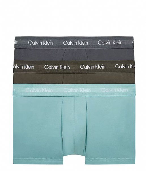 3 Pack Low Rise Trunks - Cotton Stretch grey/tourmaline/olive