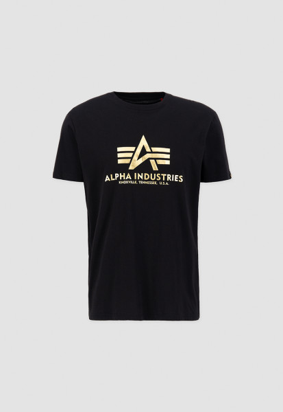 Basic T-Shirt Foil Print black/yellow gold