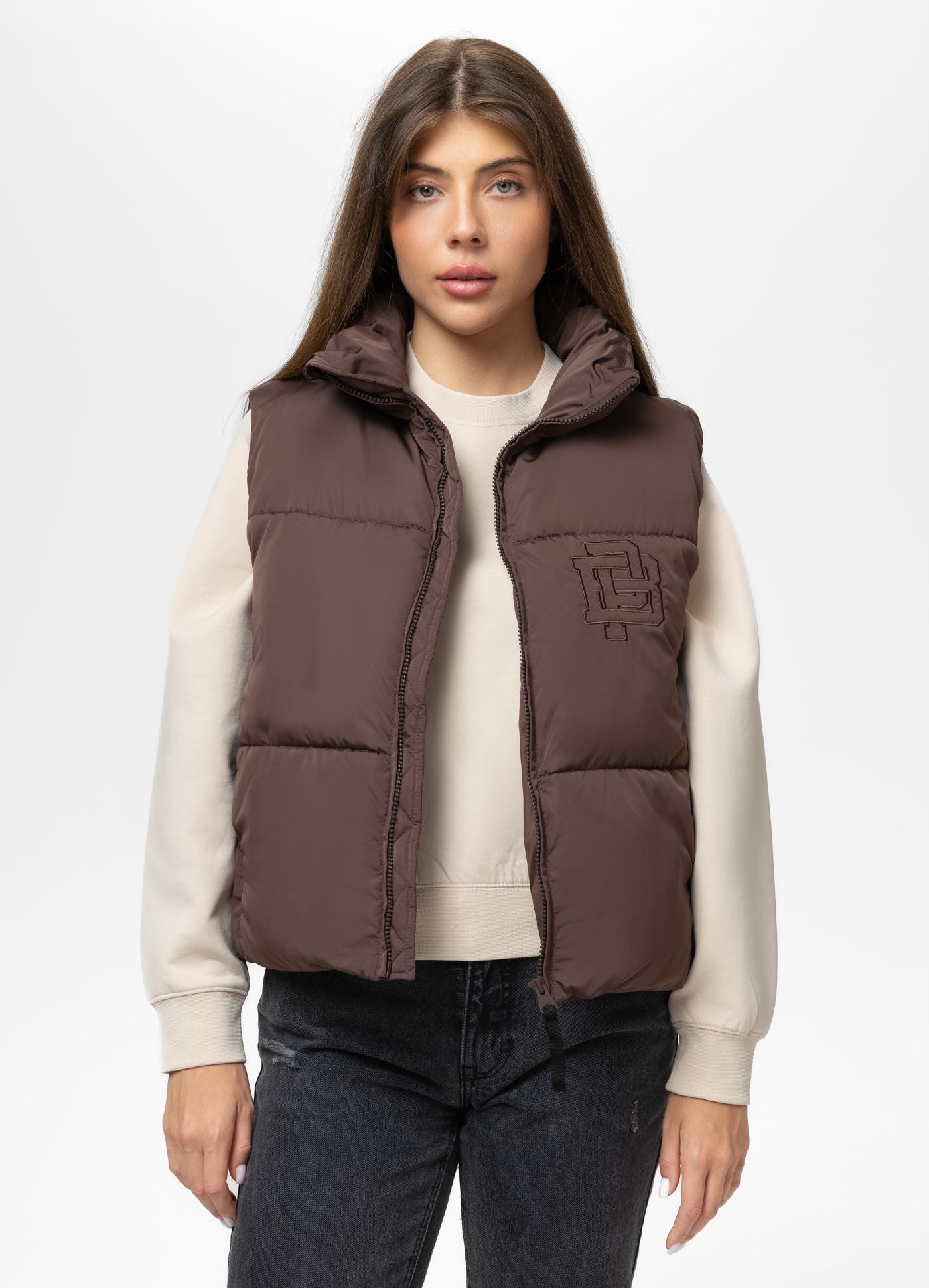 HARRIET PADDED VEST DARK CHOCOLATE